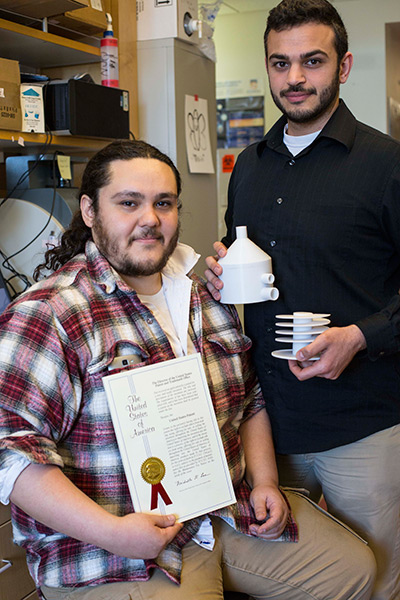 Michael Urner, left, and Paul Barghouth received a U.S. patent for their medical device for premature infants.